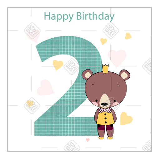 Happy Birthday 2yr old topper - square
