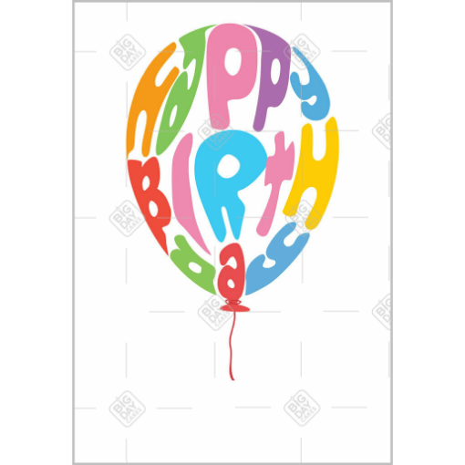 Happy Birthday balloons topper - portrait