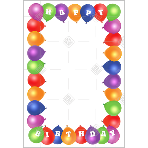 Happy Birthday balloons frame - portrait