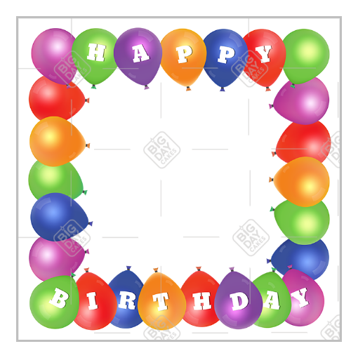 Happy Birthday balloons frame - square