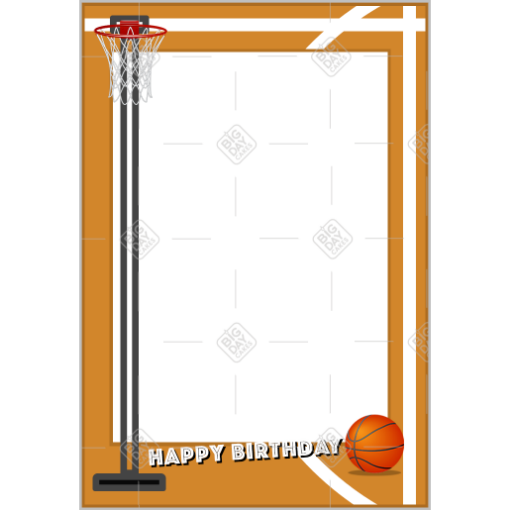 Happy Birthday Basketball Hoop frame - portrait