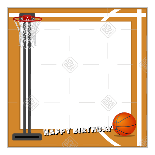 Happy Birthday Basketball Hoop frame - square