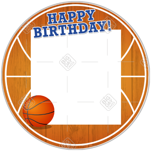 Happy Birthday Basketball frame - round
