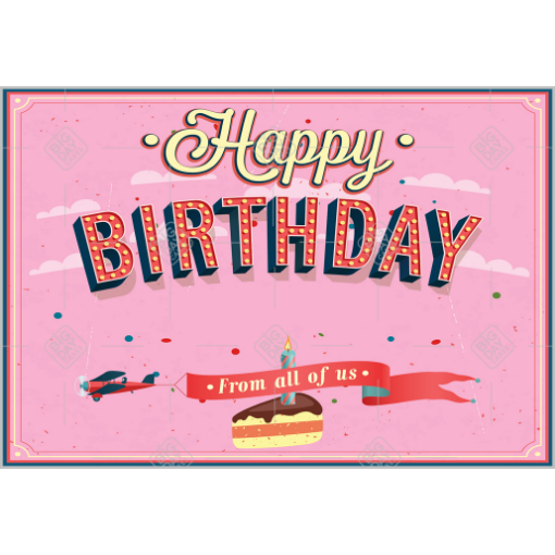 Happy Birthday from us pink topper - landscape