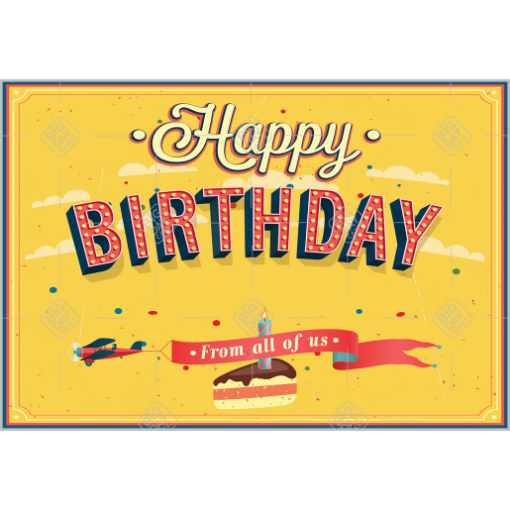 Happy Birthday from us yellow topper - landscape