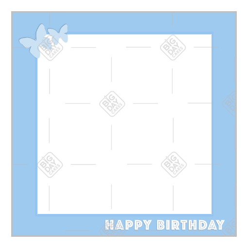 Happy birthday simple butterflies white message frame - square