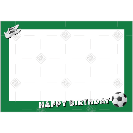 Happy Birthday Football green frame - landscape