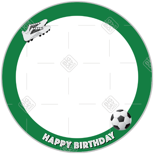 Happy Birthday Football green frame - round