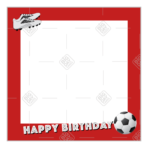 Happy Birthday Football red frame - square