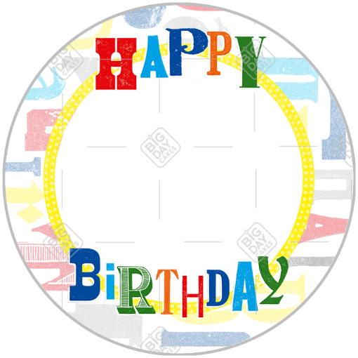 Happy Birthday frame - round