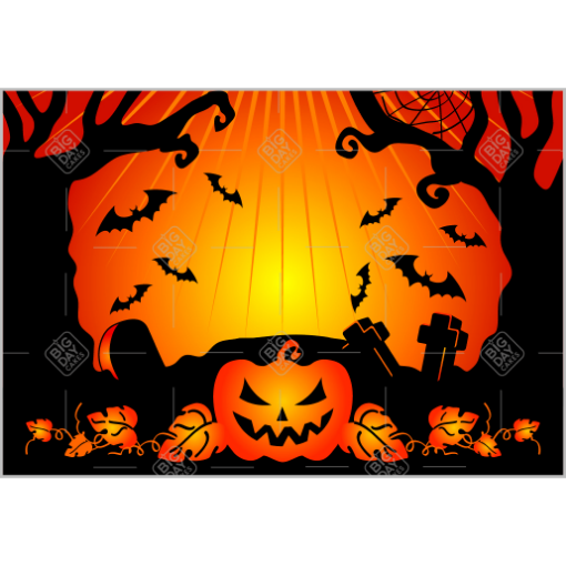 Halloween bats and pumpkin topper - landscape