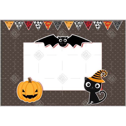 Bats and pumpkin frame - landscape