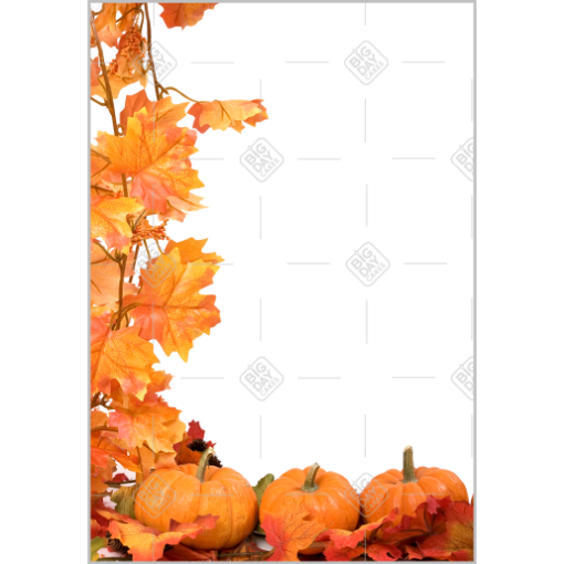 Autumn leaves and pumpkins frame - portrait