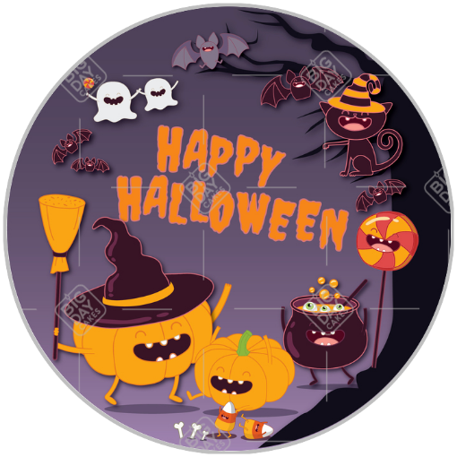 Pumpkin witches topper - round