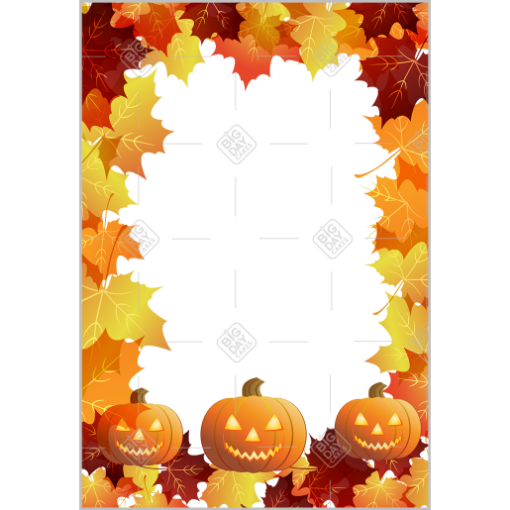 Autumn leaves and pumpkins surround frame - portrait