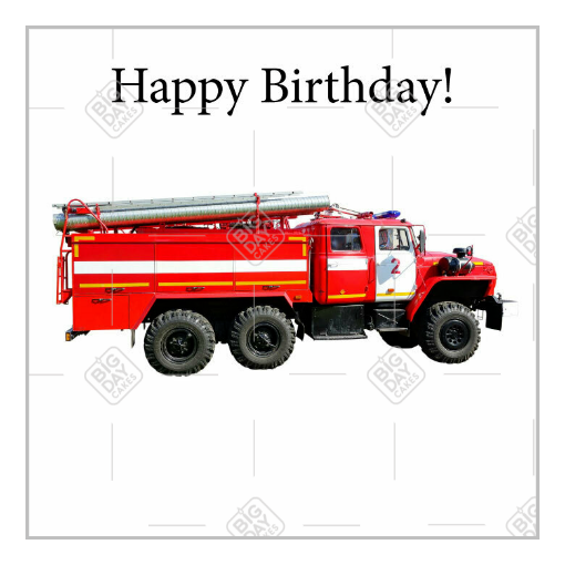 Happy Birthday Fire Engine topper - square