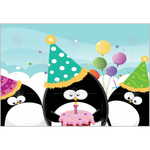 Cute penguins topper - landscape