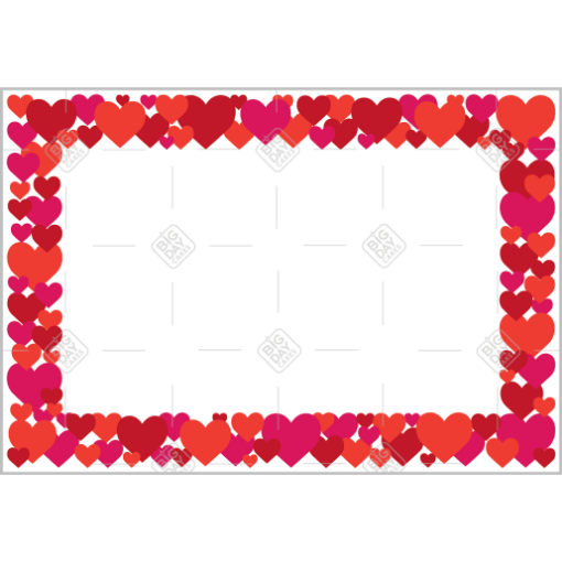 Love hearts red and pink frame - landscape