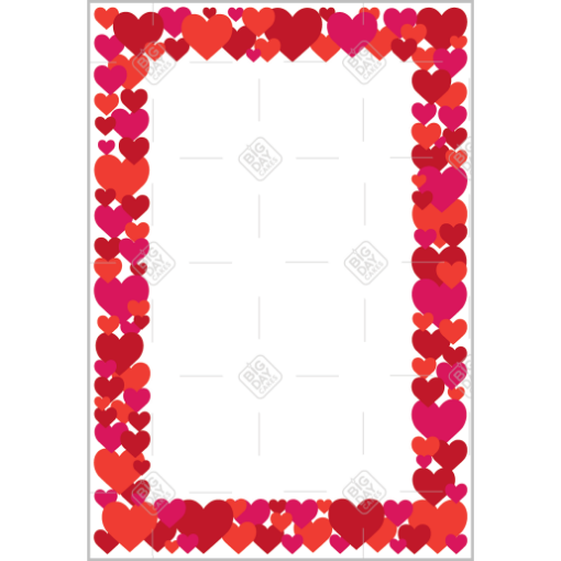 Love hearts red and pink frame - portrait