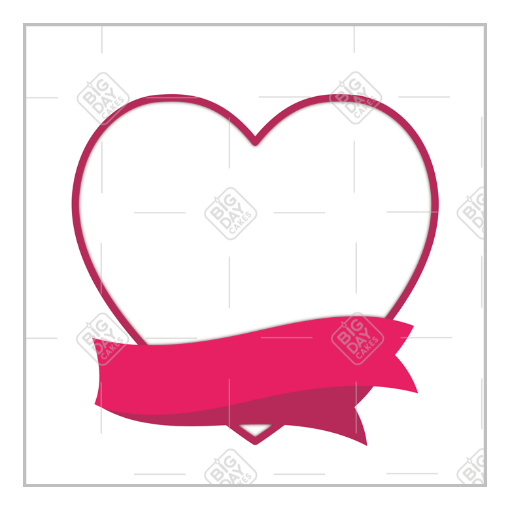 Pink heart with banner frame - square
