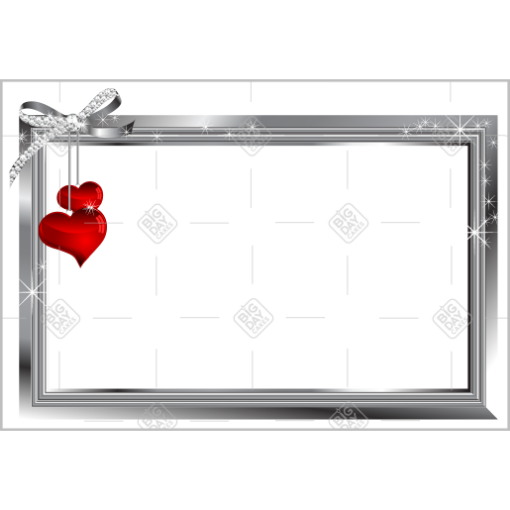 Silver frame with hearts frame - landscape