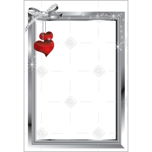 Silver frame with hearts frame - portrait