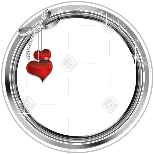 Silver frame with hearts frame - round