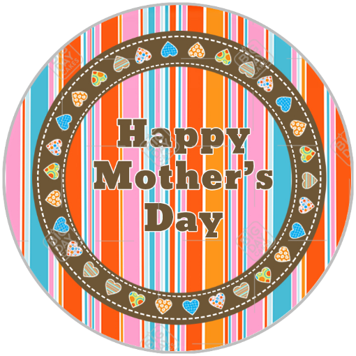 Mothers-day-birds-stripe-hearts topper - round