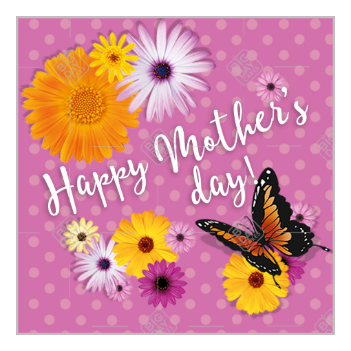 Mothers Day butterflies and flowers topper - square