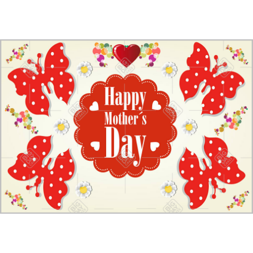 Mothers Day red butterflies topper - landscape