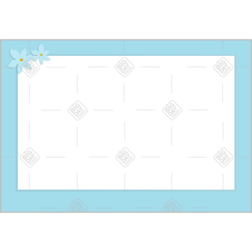 Simple light blue frame with flowers frame - landscape