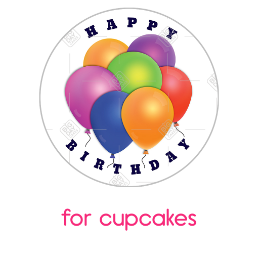 Happy Birthday balloons topper - cupcake