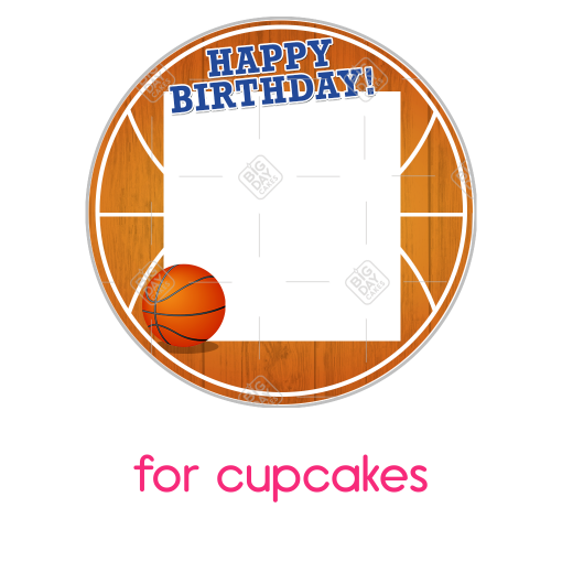 Happy Birthday Basketball frame - cupcake