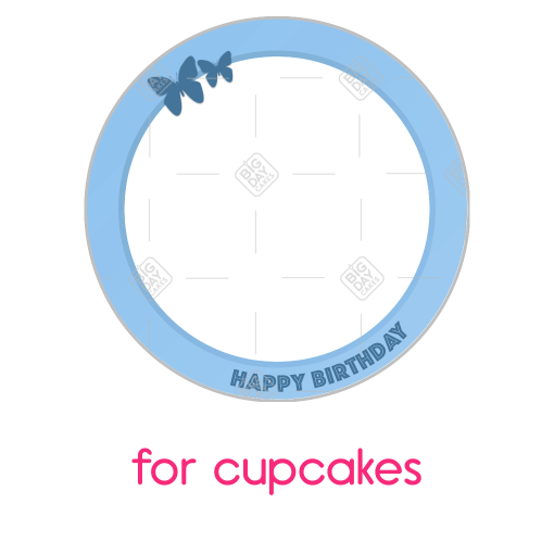Happy birthday simple butterflies frame - cupcake