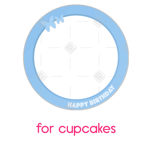 Happy birthday simple butterflies white message frame - cupcake