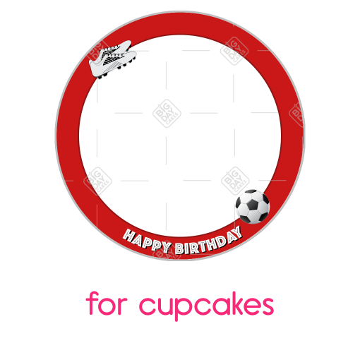 Happy Birthday Football red frame - cupcake