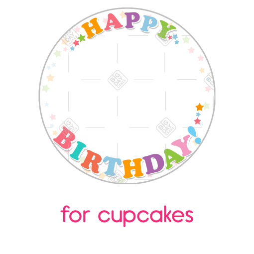 Happy Birthday stars frame - cupcake