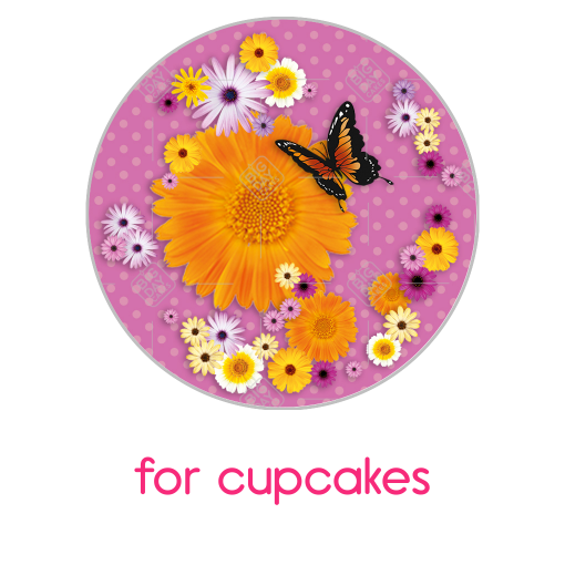 Butterflies and flowers topper - cupcake