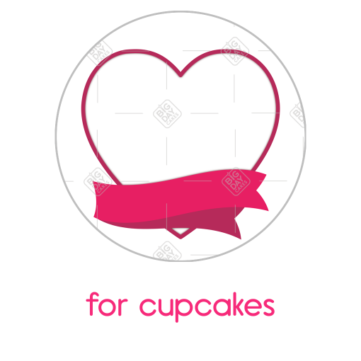 Pink heart with banner frame - cupcake