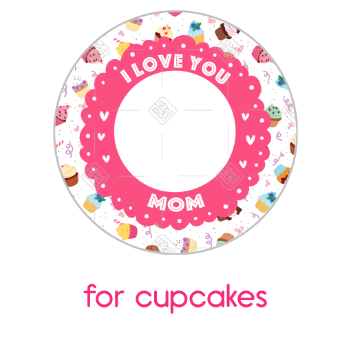 I love you Mom cupcake design frame - cupcake